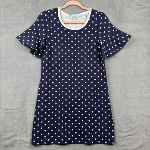 Draper‎ James Navy White Hearts Ruffle Sleeve Dress Women's Size S
